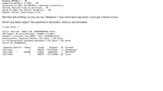 NTFS partition broke: Won't mount in Linux & Windows won't boot смотреть онлайн