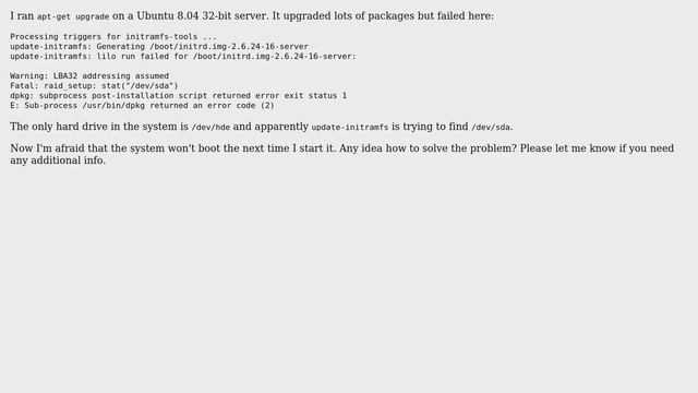 Ubuntu apt-get upgrade breaks update-initramfs? (2 Solutions!!) смотреть онлайн