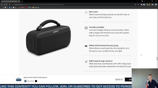 Bose SoundLink Maximum Portable Speaker Specifications