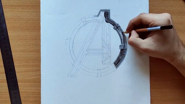 Как нарисовать ПРОСТОЙ 3д РИСУНОК, который сможет НАРИСОВАТЬ каждый! 3D Логотип "Мстители" / УРОК смотреть онлайн