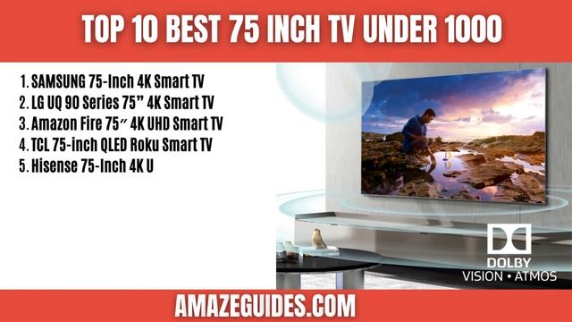 Top 10 Best 75 Inch TV Under 1000 | AmazeGuides смотреть онлайн