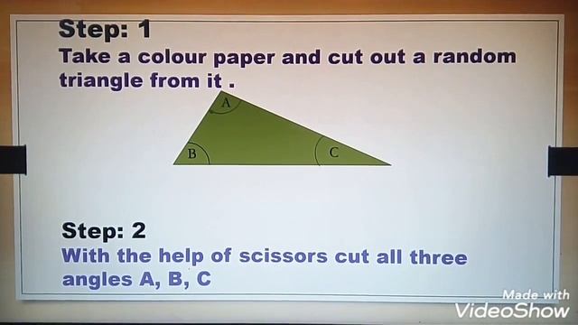 sum of angles of triangle is 180 degree (by paper cutting method) смотреть онлайн