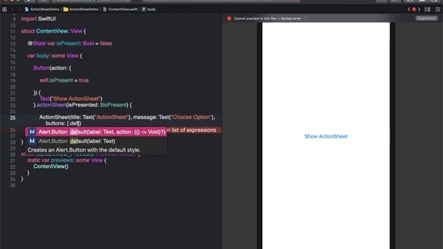 ActionSheet in SwiftUI смотреть онлайн