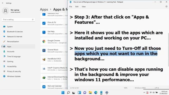 How To Turn Off Background Apps In Windows 11 - Disable All Un-Wanted Apps - Learning Hub Tutorial смотреть онлайн