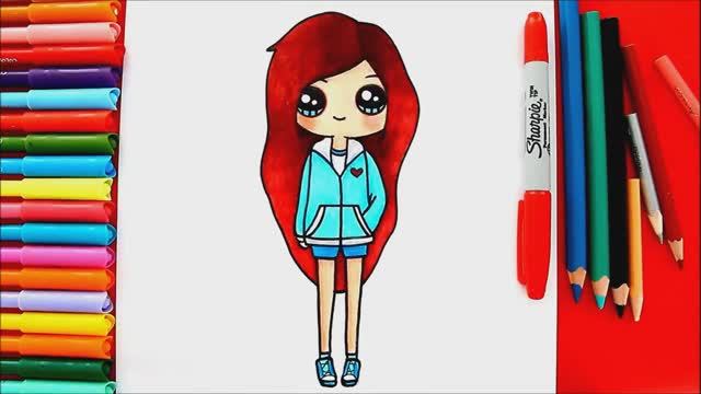 Рисуем рыжеволосую милую девочку куклу смотреть онлайн