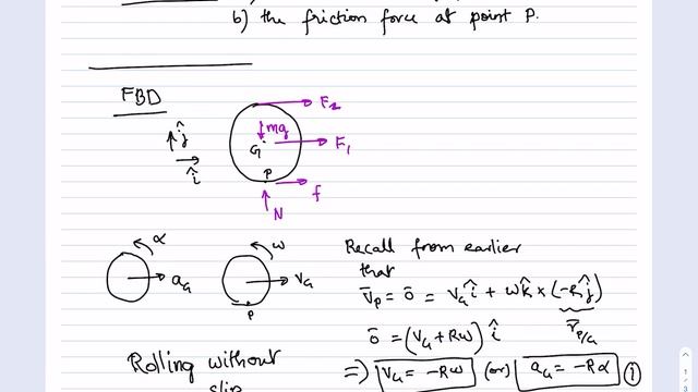 Lecture 27: March 25. Example. Uniform disk rolling without slip. Being pulled by two forces. смотреть онлайн