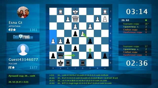 Chess Game Analysis: Esna Gt - Guest43146077 : 0-1 (By ChessFriends.com) смотреть онлайн