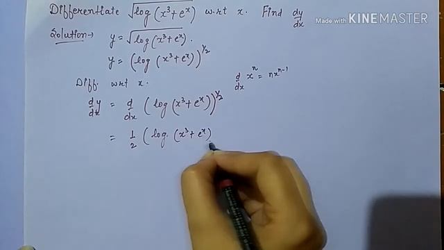 How to find derivative of [log (x^3+e^x)]1/2 смотреть онлайн