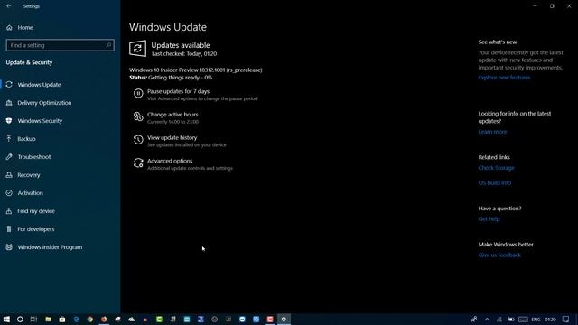 Windows 10 Insider Preview Build 18312. Build 18312 (19H1) to Windows Insiders in the Fast ring. смотреть онлайн