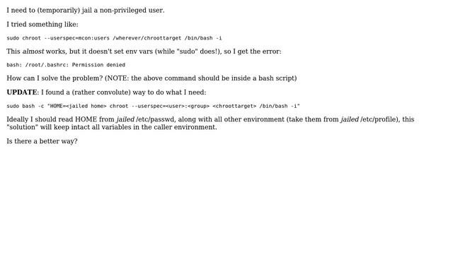 Starting a chroot and drop into nonprivileged user home смотреть онлайн