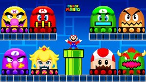 Super Mario Bros, но все персонажи Марио становятся блоками из Geometry Dash