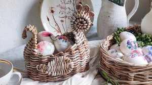 Плетем курочку из бумажной лозы