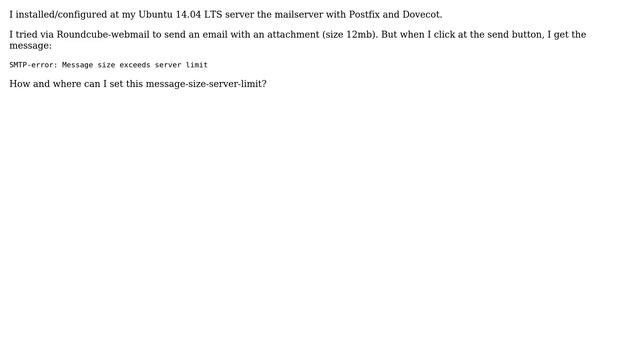 Ubuntu: Ubuntu 14.04 LTS server / dovecot / postfix / size attachment смотреть онлайн