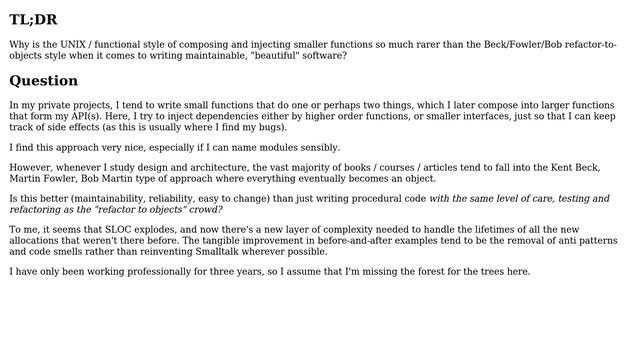 Software Engineering: Why is the UNIX / FP style of smaller function composition not common? смотреть онлайн