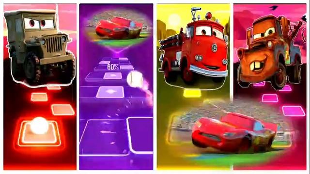 McQueen Army Jeep 🆚️ McQueen Police Car 🆚️ McQueen Fire Track 🆚️ Monster Track,🎶Who Is Best💥🎯!!