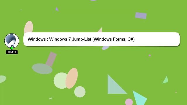 Windows : Windows 7 Jump-List (Windows Forms, C#) смотреть онлайн