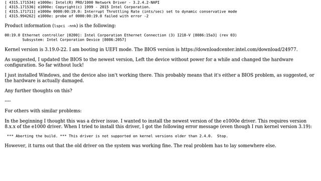 Ubuntu: Intel e1000e Ethernet not working смотреть онлайн
