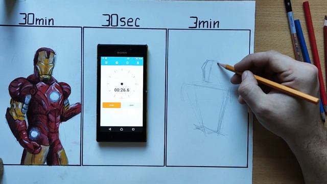 ЖЕЛЕЗНЫЙ ЧЕЛОВЕК ЗА 30 минут 3 минуты 30 секунд \ Art Challenge \ DRAWING IRON MAN смотреть онлайн