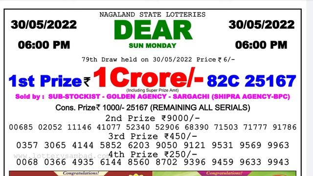 Lottery Sambad Live 6 Pm 30.5.2022 смотреть онлайн