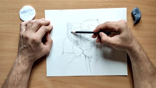 КАК НАРИСОВАТЬ РОЗУ простыми карандашами. Обучающий урок смотреть онлайн