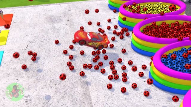 Choose The Right Door With Tires Tractor Cartoon, Lightning McQueen, School Bus, 3D Vehicle Games смотреть онлайн