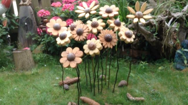 Large Push In Ground Wooden Flowers Hand Made Unique Ornament Sculpture Wood Craft смотреть онлайн