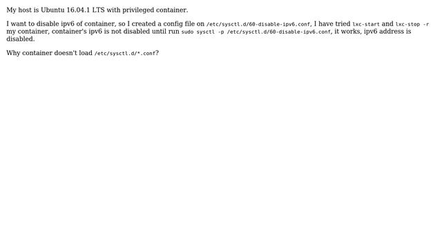 DevOps & SysAdmins: Why lxc container doesn't execute config files on /etc/sysctl.d? смотреть онлайн