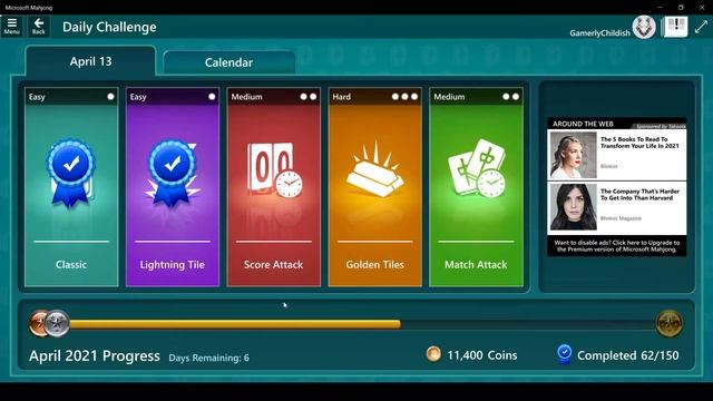 Microsoft Mahjong Gameplay & Walkthrough (Windows 10) Daily Challenges, April 13 смотреть онлайн