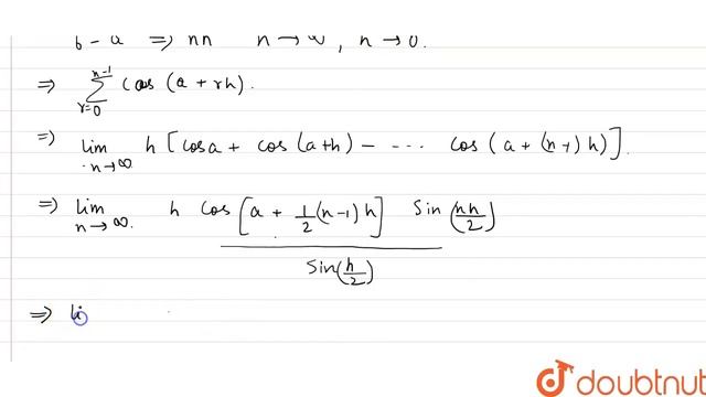 Evaluate the following integrals using limit of sum. int_(a)^(b)cos x dx | 12 | DEFINITE INTEGRA... смотреть онлайн