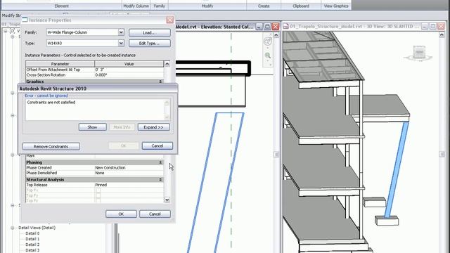 Autodesk Revit Structure 2010 Slanted Column Parameters смотреть онлайн