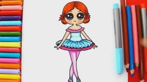 Как нарисовать милую рыжеволосую девочку балерину легко