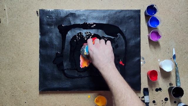 КАК НАРИСОВАТЬ КАРТИНУ железным СКРУББЕРОМ и жидким АКРИЛОМ / Урок живопись акрилом смотреть онлайн