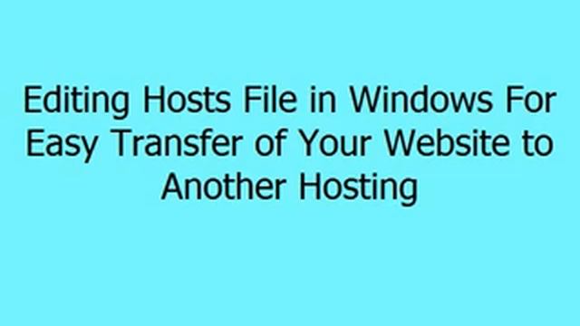 Editing Hosts File in Windows For Easy Transfer of Your Website to Another Hosting смотреть онлайн
