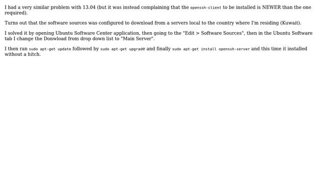 Unix & Linux: Cannot install openssh-server (4 Solutions!!) смотреть онлайн