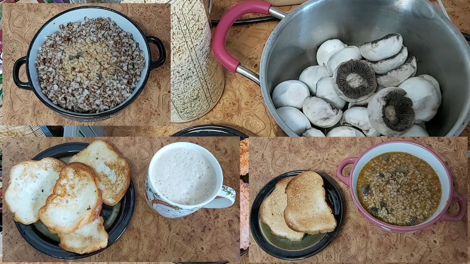 Мой пост, день 32~й. Гренки. Грибная подлива с соевым фаршем. Греча. смотреть онлайн