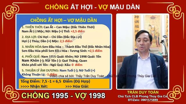 Xem Tuổi Vợ Chồng - Video 70 | Nam 1995 vợ 1998 Có Hợp Không | Nam Tuổi Ất Hợi Lấy Vợ Tuổi Mậu Dần смотреть онлайн
