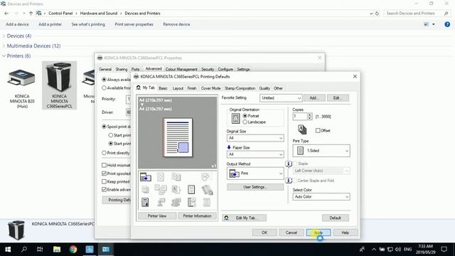 How to default 1-sided printing on Konica Minolta Windows 10 Single Sided Printing смотреть онлайн