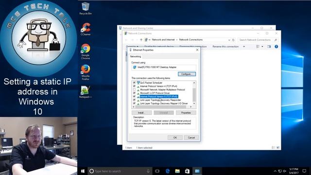 Setting a static IP address in Windows 10 смотреть онлайн