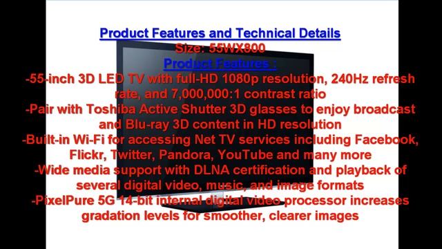 Toshiba 55WX800U 55 Inch 1080p 240 Hz Cinema Series 3D LED TV Black смотреть онлайн