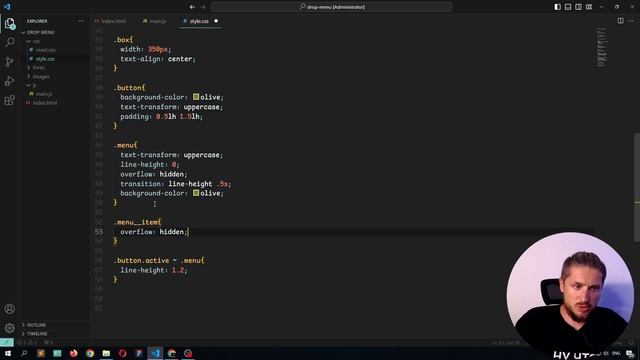 Плавное выпадающее меню на чистом JAVASCRIPT. Доступность смотреть онлайн
