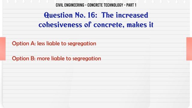 MCQ Questions Concrete Technology - Part 1 with Answers смотреть онлайн