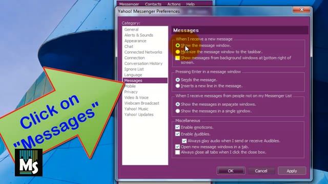 How to prevent message window popps up when you receive new message in yahoo messenger смотреть онлайн