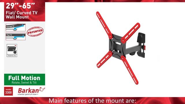 Barkan Full Motion TV Wall Mount for Flat / Curved TVs Sizes 29" - 65" смотреть онлайн