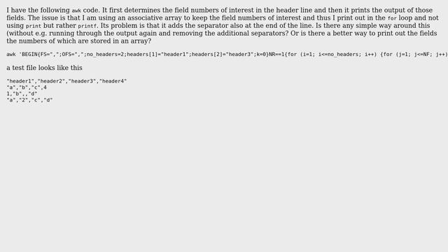 Unix & Linux: awk printing out an associative array with OFS смотреть онлайн