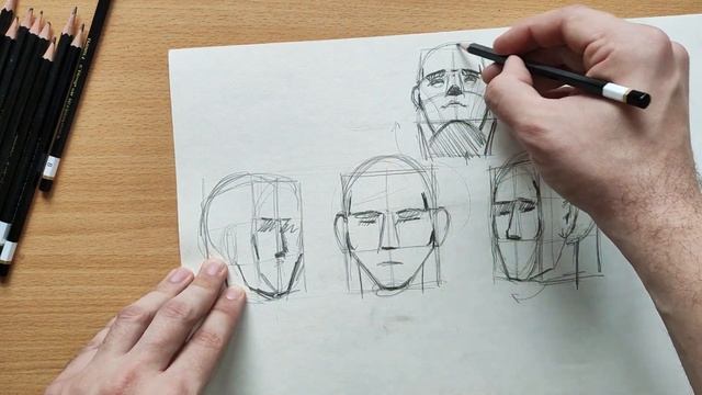Как НАРИСОВАТЬ ГОЛОВУ человека в РАЗНЫХ РАКУРСАХ. Обучающий урок рисования (построение головы) смотреть онлайн