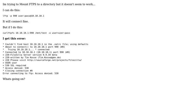 DevOps & SysAdmins: Mount an FTPS server to a linux directory (but get Access denied: 530 error) смотреть онлайн