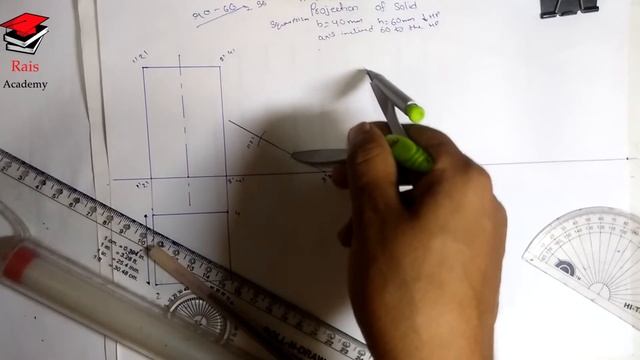 [hindi] projection of solid : square prism - | 2 view | (axis inclined to H.P. & parallel to V.P) смотреть онлайн