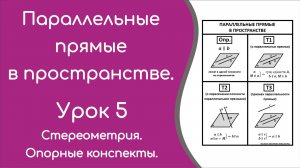Параллельные прямые в пространстве. Урок 5. Опорный конспект.