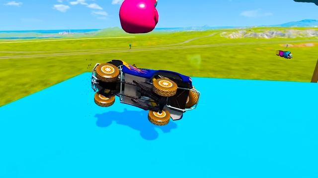 Big & Small: Mcqueen With Spinner Wheels Vs Doc Hudson With Saw Wheels Vs Thomas Trains - BeamNG