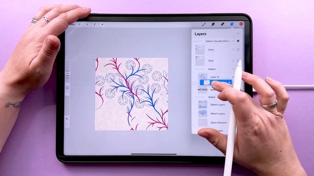 Make a Flower Pattern in Procreate with a Diamond Repeat -Time Lapse смотреть онлайн